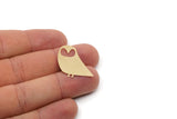 Brass Bird Charm, 6 Raw Brass Owl Shaped Charms, Blank Findings (25x23x0.60mm) SMP2935
