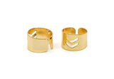 Gold Chevron Ring, Gold Plated Brass Adjustable Double Chevron Ring (19mm) A0885 Q0316