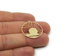 Brass Round Charm, Raw Brass Rising Sun Charms With 1 Loop, Charm Pendants, Earring Findings (28x26x0.60mm) SMP3218
