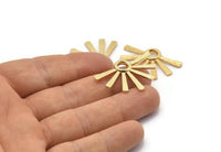 Gold Sun Pendant, 2 Textured Gold Plated Sun Charms (34x24x2.2mm) E208