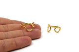 Two Circled Ring - 4 Raw Brass Adjustable Ring With Two Circles - (18mm) Mn74