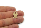 Brass Fish Charm, Raw Brass Fish Charms With 1 Loop, Blanks, Findings (15/20/25x0.60mm) SMP3327