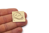 Brass Square Charm, 4 Raw Brass Horse Patterned Square Charms With 1 Hole, For Jewelry Making (30x30x0.60mm) SMP2989