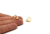 Gold Triangle Earring, 4 Gold Plated Brass Triangle Stud Earrings (13x15x1mm) E370 Q0524