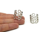 Silver Honeycomb Ring, Silver Tone Adjustable Honeycomb Rings N0014 H0429