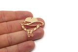 Brass Hat Charm, 4 Raw Brass Cowboy Hat Charms With 1 Hole, Findings (36x37x0.60mm) SMP2939