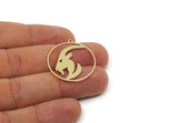 Chinese New Year Charm, Brass/Steel/Copper Year Of The Goat Charms With 1 Loop, Zodiac Charm For Jewelry Making (30x28x0.80mm) SMP3265