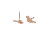 Copper Bird Earring, 8 Raw Copper Bird Stud Earrings (5x12x0.80mm) SY0372 SY0421