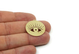 Brass Eye Charm, Raw Brass Round Charms With 1 Loop, Geometric Findings, Customized Jewelry (27x25x0.60mm) SMP3226