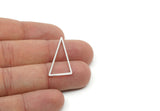 Silver Triangle Charm, 12 Silver Tone Brass Triangles Geometric Charms, Findings (30x33x15x1mm) BS 1146