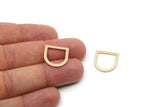 D Shape Rings, Raw Brass D Shape Charms, Connectors, Geometric Findings (17x17x1mm) SMP2975