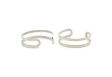 Silver Cuff Bangle, Antique Silver Plated Brass Adjustable Cuff Bracelet Bangles (17x145x2mm) BRC184 H0390