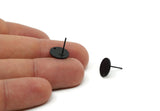 Black Round Earring, 8 Oxidized Black Brass Round Stud Earrings With 1 Hole (11x0.80mm) M02556 A0071
