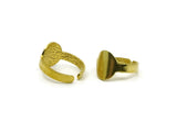 Brass Round Ring, 2 Raw Brass Adjustable Round Rings N0108