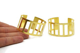 Brass Railed Bracelet - Raw Brass Adjustable Cuffs (150x35x0.80mm) Brc117