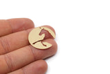 Brass Round Charm, 6 Raw Brass Horse Patterned Charms With 1 Hole, For Jewelry Making (28x0.60mm) SMP3003