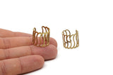 Wavy Rail Ring - 5 Raw Brass Adjustable Wavy Rail Ring Setting - 16-17mm / 23 Gauge Mn37