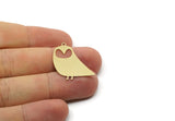 Brass Bird Charm, Raw Brass Owl Shaped Charms With 1 Loop, Findings (27x16.5x0.60mm) SMP3337