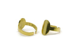Brass Oval Ring, 2 Raw Brass Adjustable Oval Shaped Ring N0094