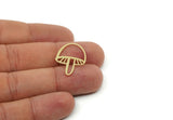 Brass Mushroom Charm, Raw Brass Mushroom Pendants, Charm Earrings, Customized Jewelries (25x18x0.60mm) SMP3231