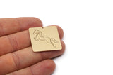 Brass Square Charm, 4 Raw Brass Horse Patterned Square Charms With 1 Hole, For Jewelry Making (30x30x0.60mm) SMP2991