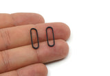 Oval Black Charm, 24 Oxidized Black Brass Oval Connectors (20x6x0.8mm) BS 1857