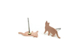 Copper Cat Earring, 8 Raw Copper Cat Stud Earrings (8x15x1.20mm) SMP2916 SY0422 SY0419