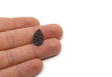 Black Drop Charm, 8 Oxidized Black Brass Drop Charms With 2 Holes, Findings (20x11x0.80mm) M03403