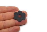 Black Flower Charm, 2 Oxidized Black Brass Flower Shaped Charms With 1 Hole, Charm Pendants (30x27x0.60mm) SMP2277 A0709