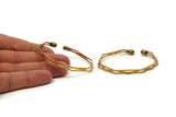 Bohemian Wavy Cuff, Raw Brass Adjustable Triple Wire Bracelets And Ball Ending BRC239