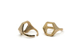Gold Hexagon Ring, Gold Plated Adjustable Hexagon Rings N0062 Q229