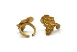 Brass African Ring, Raw Brass Adjustable Afraican Continent Ring Settings U083