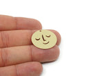 Customized Charm, For Jewelry Making Brass/Steel/Copper Geometric Shaped Face Charm With 1 Hole, Round Personalized Jewelry (25mm) SMP3171