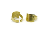Brass Ring, 2 Raw Brass Adjustable Rectangle Rings N0093