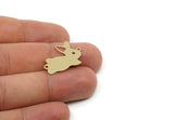 Brass Rabbit Charm, Raw Brass Rabbit Charms With 2 Loops, Bunny Findings (10/14/17x0.60mm) SMP3316