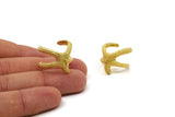 Brass Starfish Ring - 4 Raw Brass Adjustable Starfish Rings Mn69