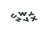 Black Letter Charm, 26 Oxidized Black Brass Letter Alphabets, 1 Pc From Each Letter, Whole Alphabet