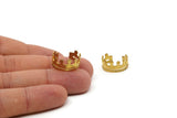 Brass Tiara Ring - 5 Raw Brass Adjustable Tiara Ring Settings (16x17mm / 23 Gauge) MN26