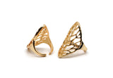 Gold Leaf Ring, Gold Plated Brass Adjustable Leaf Rings N0030 Q0408