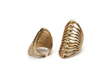 Gold Cage Ring, Gold Plated Brass Adjustable Cage Rings N0015 Q0224