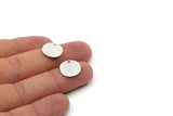 Silver Round Charm, 8 Antique Silver Plated Brass Irregular Shaped Round Charms With 1 Hole, Pendant Charms (14x0.60mm) A3219