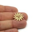 Brass Sun Charm, Raw Brass Sun Face Shaped Charms With 1 Loop, Charm Pendants (25x22x0.60mm) SMP3203