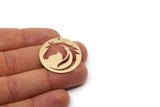 Brass Round Charm, 4 Raw Brass Horse Patterned Charms With 1 Hole, For Jewelry Making (30x0.60mm) SMP3008