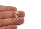 Custom Leaf Charms for Jewelry Making, Personalized Brass, Copper, Stainless Steel Branch Pendant With 1 Loop (34.5x10x0.80mm) SMP3281