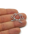 Steel Lotus Charm, 6 Stainless Steel Lotus Flower Charms With 1 Loop, Findings (27.5x31x0.80mm) SMP3081