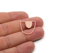 D Shape Charm - 4 Raw Copper D Shape Charms With 1 Loop, Pendants (24x21x0.80mm) SMP2900