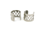 Silver Boho Ring, 2 Antique Silver Plated Brass Adjustable Ring Settings - 16-17mm / 23 Gauge Mn25 H0516