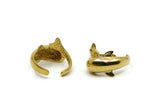 Brass Dolphin Ring, 2 Raw Brass Adjustable Dolphin Rings N0047