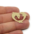 Brass Dolphin Charm, Raw Brass Heart Shaped Charms With 1 Loop, Earring Charm, Necklace Findings (25x30x0.60mm) SMP3311