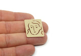 Customized Geometric Charm, For Jewelry Making Brass/Steel/Copper Rectangle Face Charm With 1 Loop, Personalized Jewelry (32x24mm) SMP3189